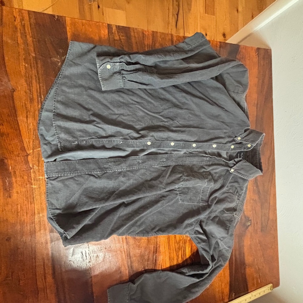 McNeal Clothing Company Mens Charcoal Grey Cotton Corduroy Button Down Shirt